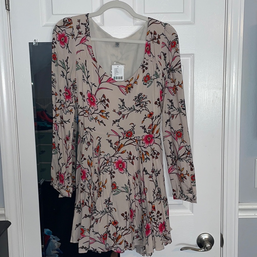 UO Floral Long Sleeve Mini Dress